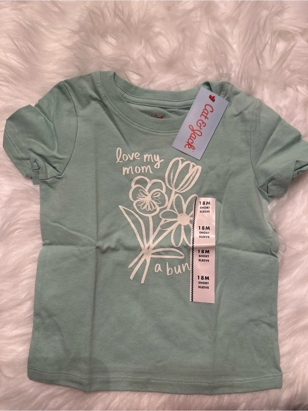 Cat & Jack Mint Green 'Love My Mom' Short Sleeve Tee